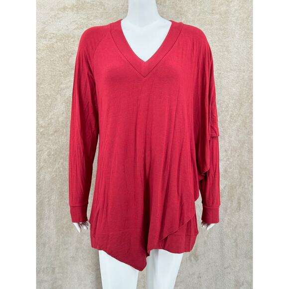 Soft‎ Surroundings Top Womens Large Red Madeline Tunic Minimalist Lagenlook NWT - Picture 1 of 10